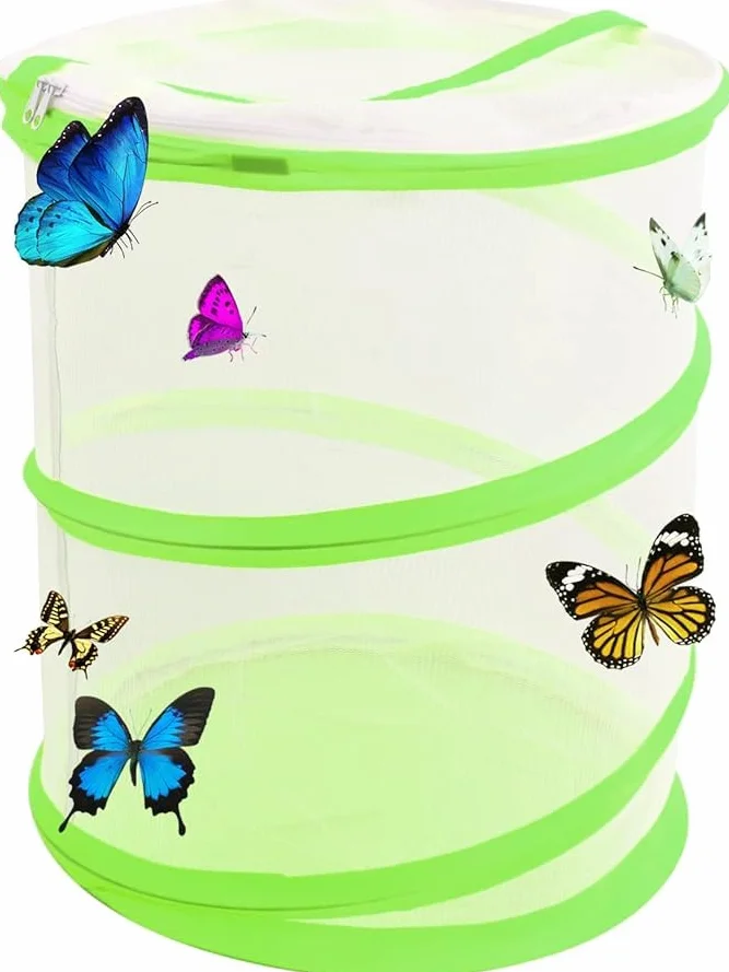 Gabbia a Gabbia per Insetti 30 x 35 cm Gabbia per Habitat Farfalla Insetti Pieghevole Portatile Adatta Casetta per Farfalle di Mesh per Farfalle, Ragni, Coleotteri