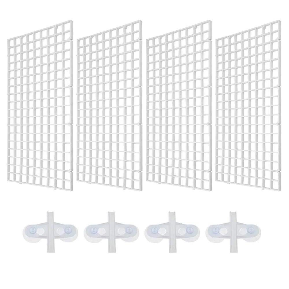 4 Pezzi Fishtank Divisori,Vassoio Acquario Cassa,Acquario con Griglia di Isolamento,con 4 Clip,per Acquari isolare Board Grid Vassoio Egg Crate Filtro Inferiore (Bianca)