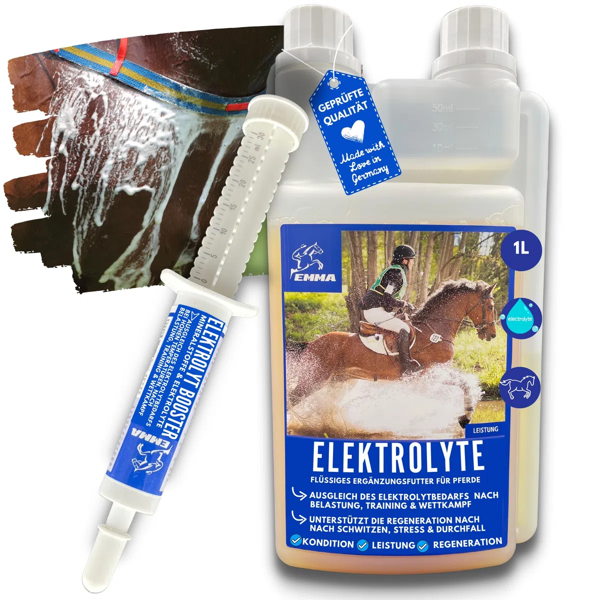Elettroliti liquidi + pasta I elettroliti cavallo minerali vitamina B12 oligoelementi I sali di sodio magnesio cavallo I elettroliti diarrea vomito acqua sudorazione I sali minerali cavallo 1L 30ml