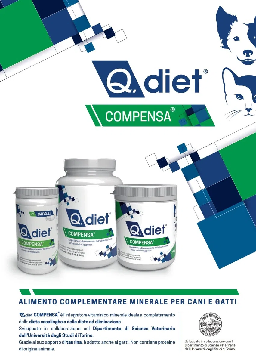 Q.Diet Compensa 120 Capsule Cane Gatto Alimento Complementare Ricco di Vitamine E Minerali A Completamento delle Diete Casalinghe Per Cani di Piccola Taglia E Gatti