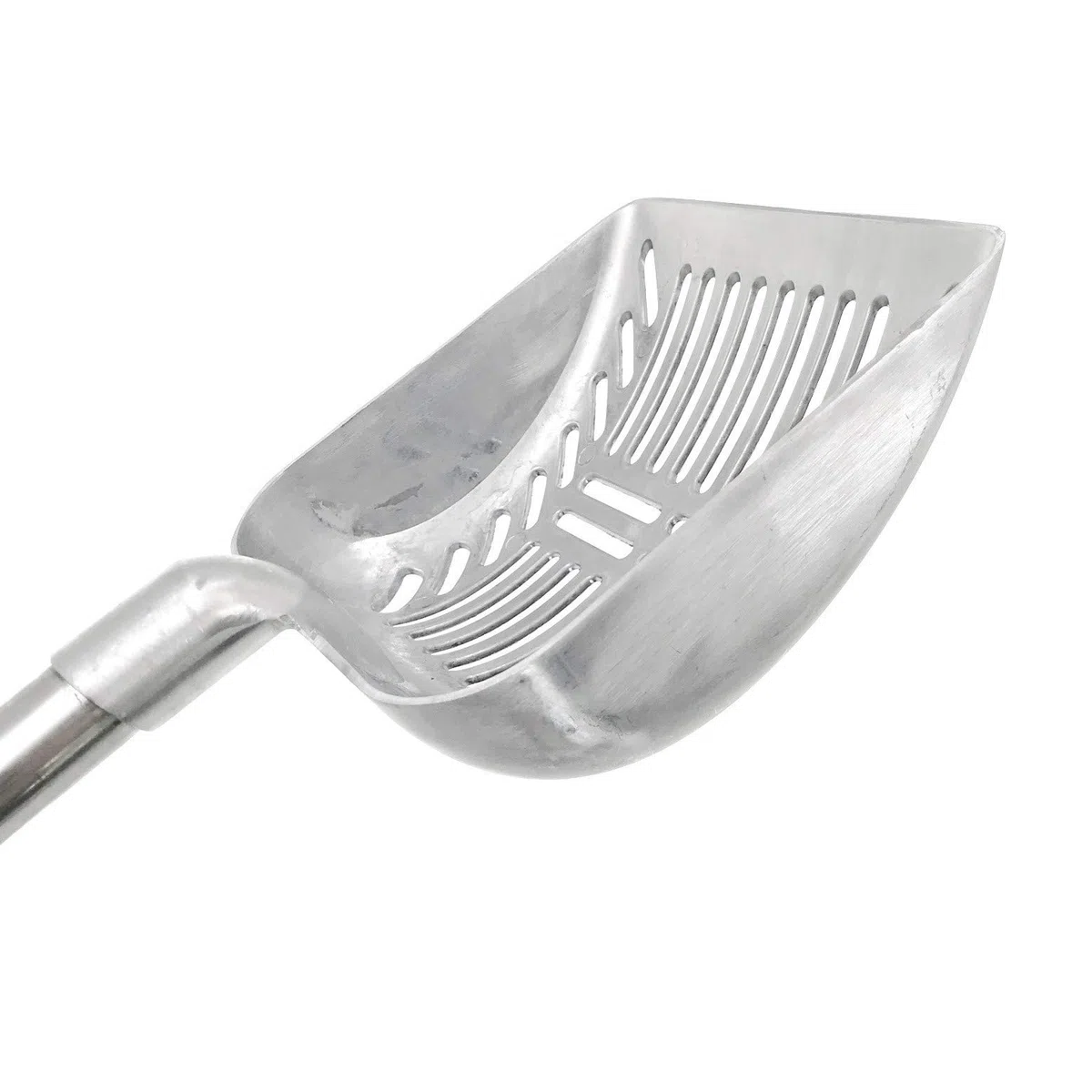 JZK Paletta allungabile in acciaio inox per lettiera per gatti con pala profonda e manico lungo, grande setaccio in metallo per lettiera per gatti