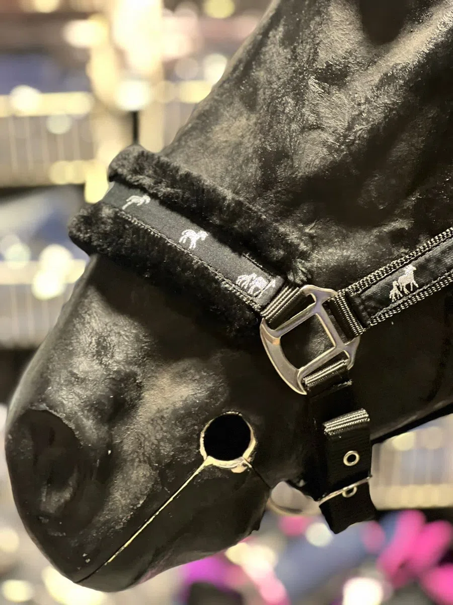 Collari Imbottiti in Nylon con Stampa di Cavallo con Corda di Piombo Abbinata Nera (Piccolo Pony)