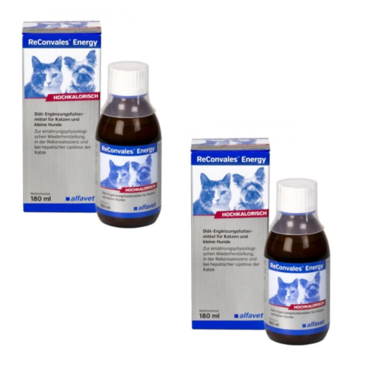 alfavet ReConvales Energy, confezione doppia, in convalescenza, sottopeso e lipidosi epatica del gatto, ad alto contenuto calorico, 2 x 180 ml