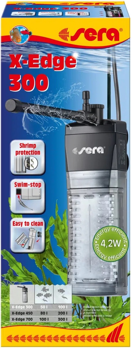 Sera X-Edge 300 - Filtro angolare ad Alta efficienza energetica BZW. Filtro Interno per Acquario Fino a 100 Litri, 32655