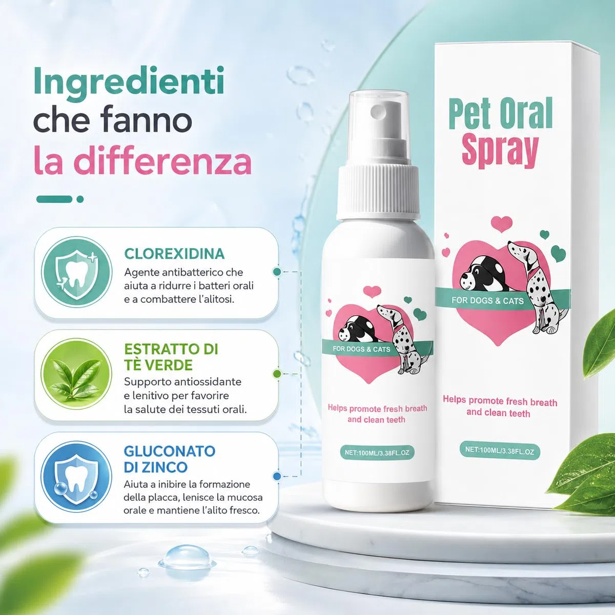 Codallma Spray Per La Cura Dentale Per Cani E Gatti- Dentifricio Spray Per Cani Delicato Per Denti Gengive E Routine Dopo I Pasti (bianco-1PCS)