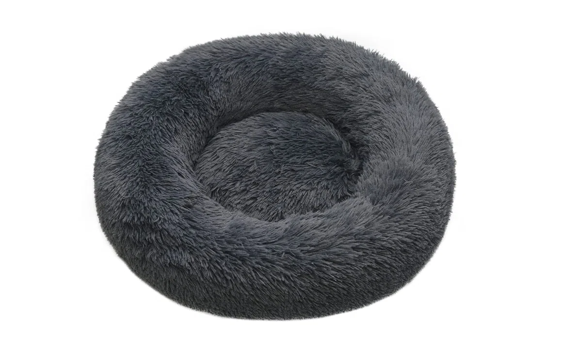 Cuccia Letto per Gatto Cane, 60cm Rotondo Letto con Caldo Morbida Peluche Antiscivolo Lavabile Cuscino per Gatti e Cani di Piccolo Media Taglia (Grigio Scuro)