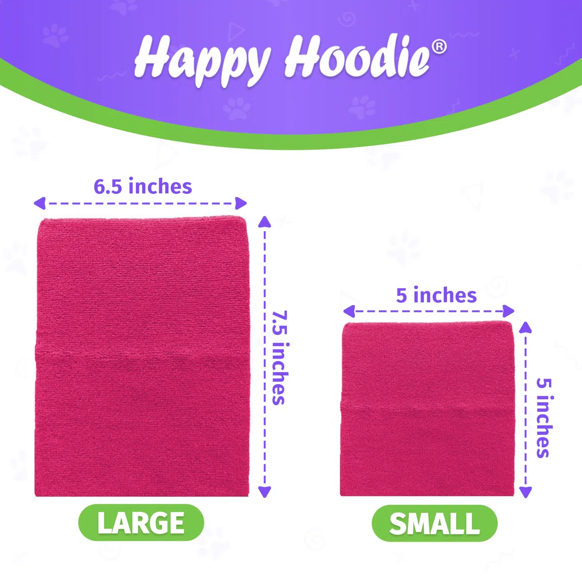 Happy Hoodie The Original Dog & Cat Calming Band - Marchio americano - sollievo dall'ansia/protezione dal rumore - toelettatura - tuono - fuochi d'artificio confezione da 2 rosa (1 piccolo, 1 grande