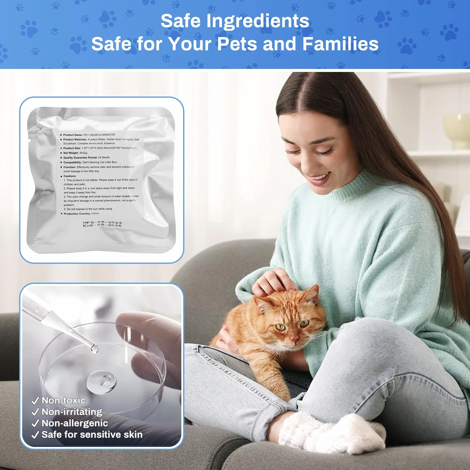 Deodorante per Toilette per Gatti Autopulente, Feriva Eliminatore di Adori per Lettiere di Gatti, Fragranza a Lunga Durata, Non Irritante, Alta Sicurezza(Confezione da 3)
