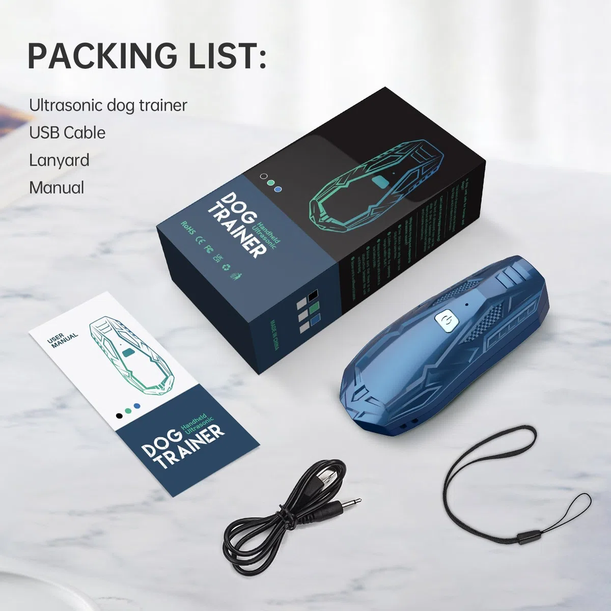 Ultrasuoni per Cani, Antiabbaio per Cani Portatile con Frequenza Variabile 15-25kHz, Dispositivo Anti Abbaio per Cani 5m, 1800mAh Ricaricabile USB per Addestramento
