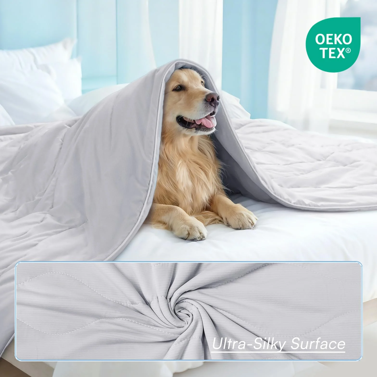 luciphia Coperta Refrigerante Cane Q-MAX>0,5,Coperta Rinfrescante per l'estate per cani,Copridivano Rinfrescante Lavabile in Lavatrice per Cani e Gatti,Adatto a divani e lettiGrigio chiaro 74 * 102cm