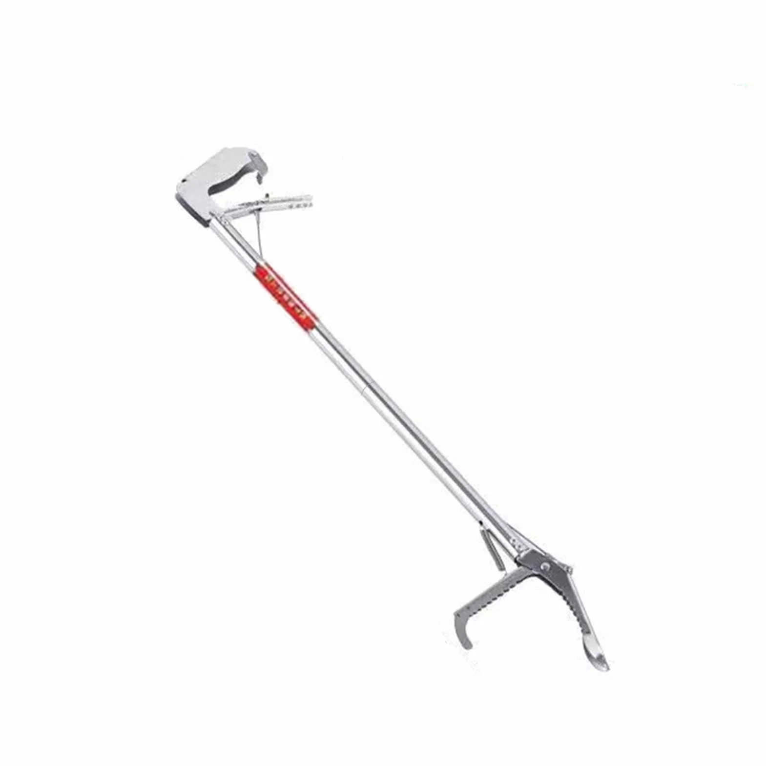 Pinza per serpenti in acciaio inox, doppia faccia seghettata, pieghevole, a ganascia larga, con manico antiscivolo, per serpenti, topi, serpenti a sonagli, argento