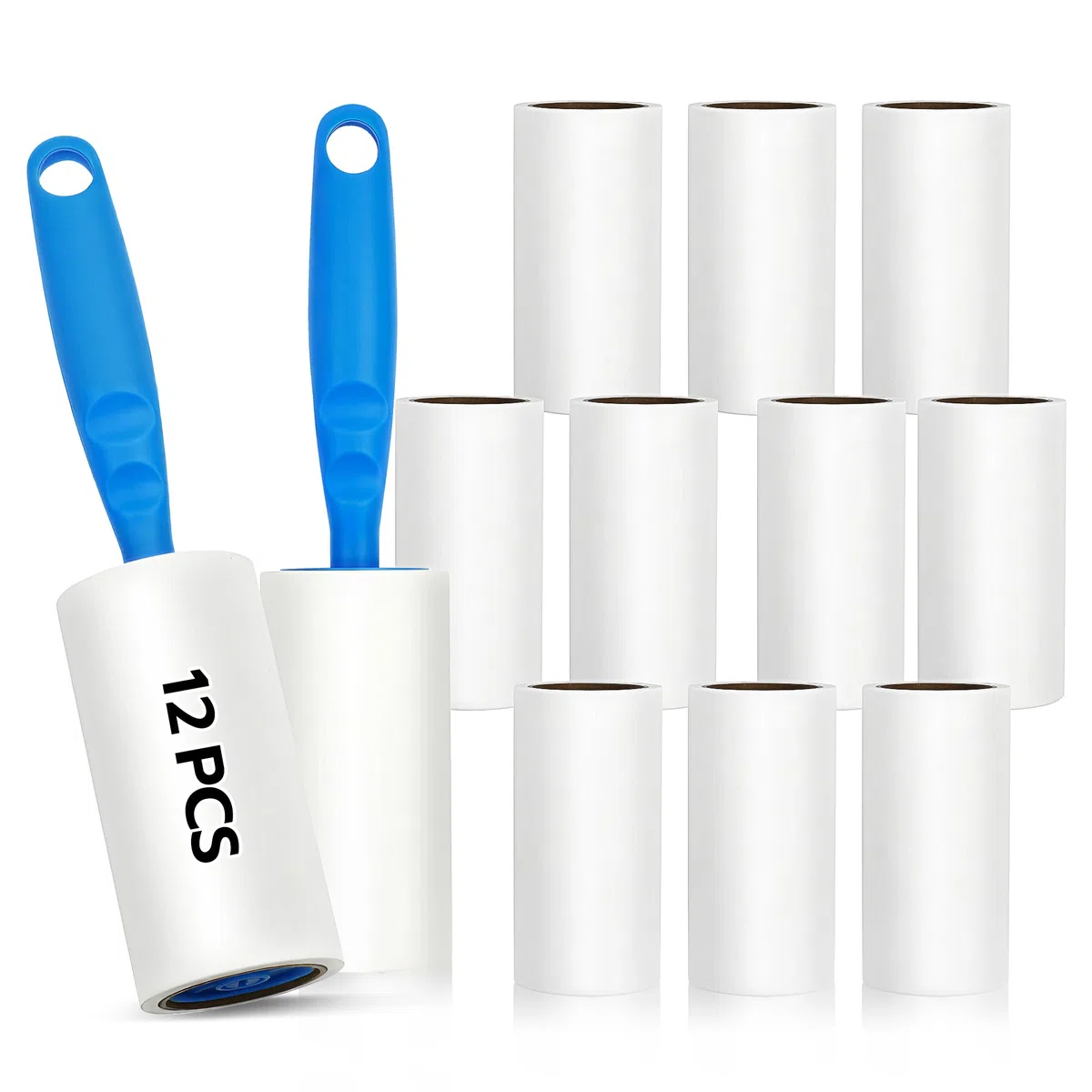 Rullo Peli Animali 12 Rotoli/1080 Fogli, Super Appiccicoso Rullo per Peli Animali, Riutilizzabile Spazzola Adesiva per Vestiti con 2 Maniglie, Lint Roller per Raccogli Peli Animali