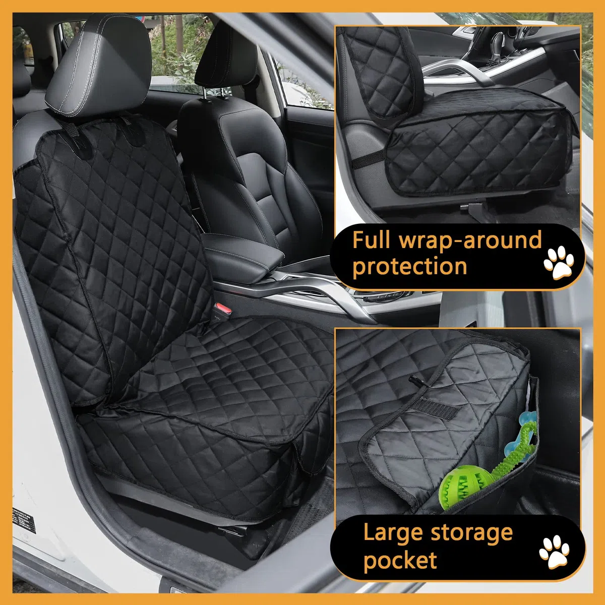 Coprisedile Auto per Cani e per Animali Domestici - Impermeabile e Reversibile, Extra Lembi Laterali, AntiGraffio Resistente e Lavabile Posteriore Coprisedili per Animali Auto SUV (Front Seat cover)