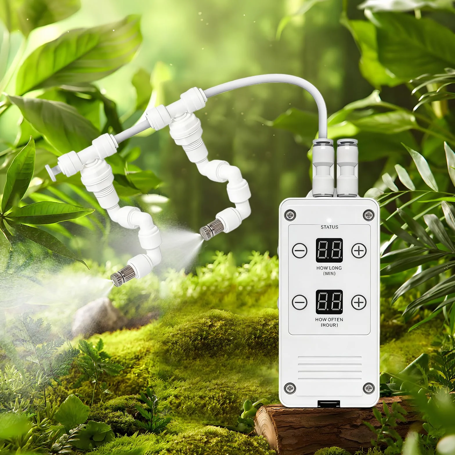 Sistema di Nebulizzazione per Terrario Smart, Sistema Intelligente di Nebulizzazione per Rettili con Ugelli Spruzzatori 360° con Timer, Umidificatore per Rettili, Nebulizzatore Automatico per