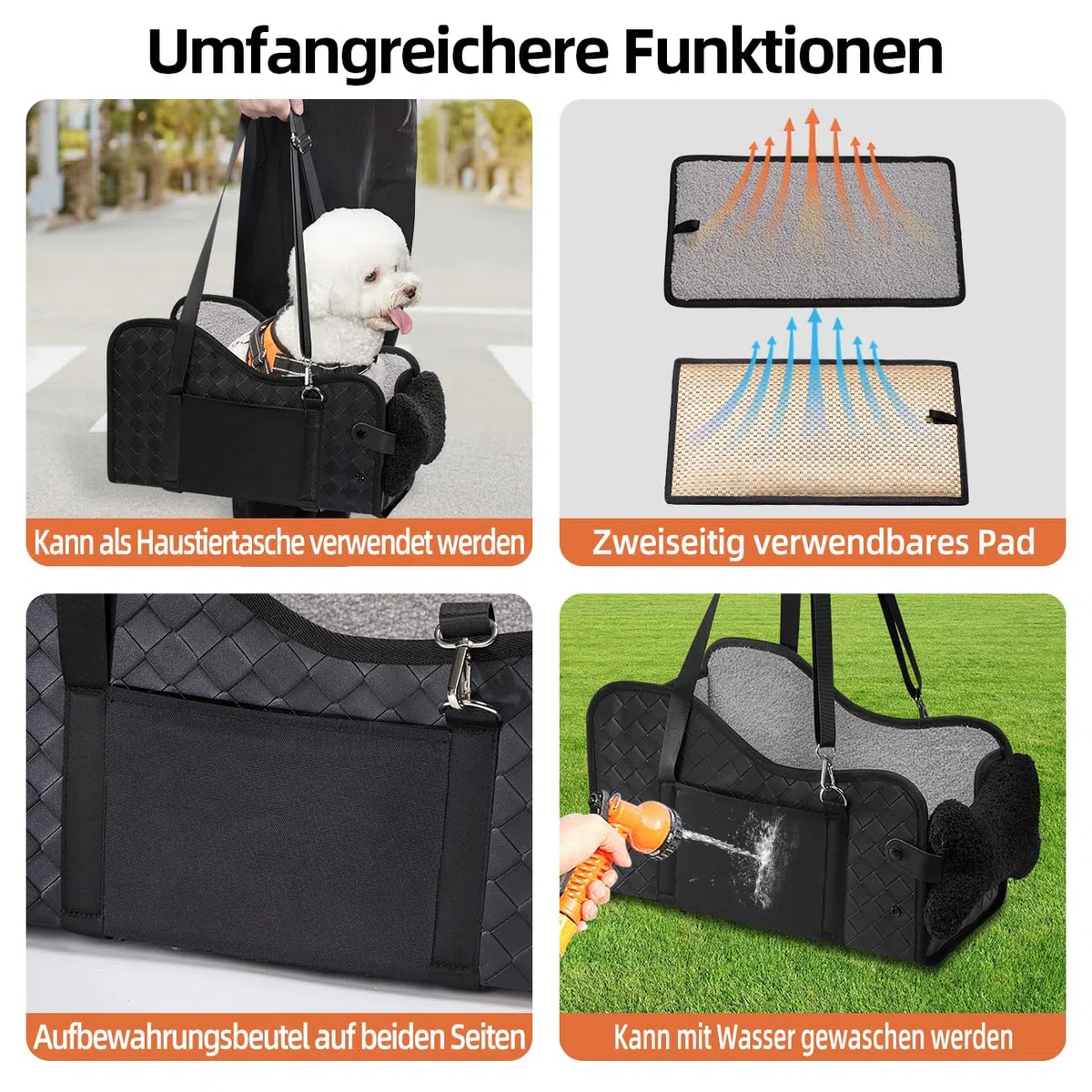GGW Seggiolino Auto per Bracciolo – Compatibile con il 99% delle Auto, per Cane e Gatto di Piccola Taglia, Impermeabile e Sicuro.