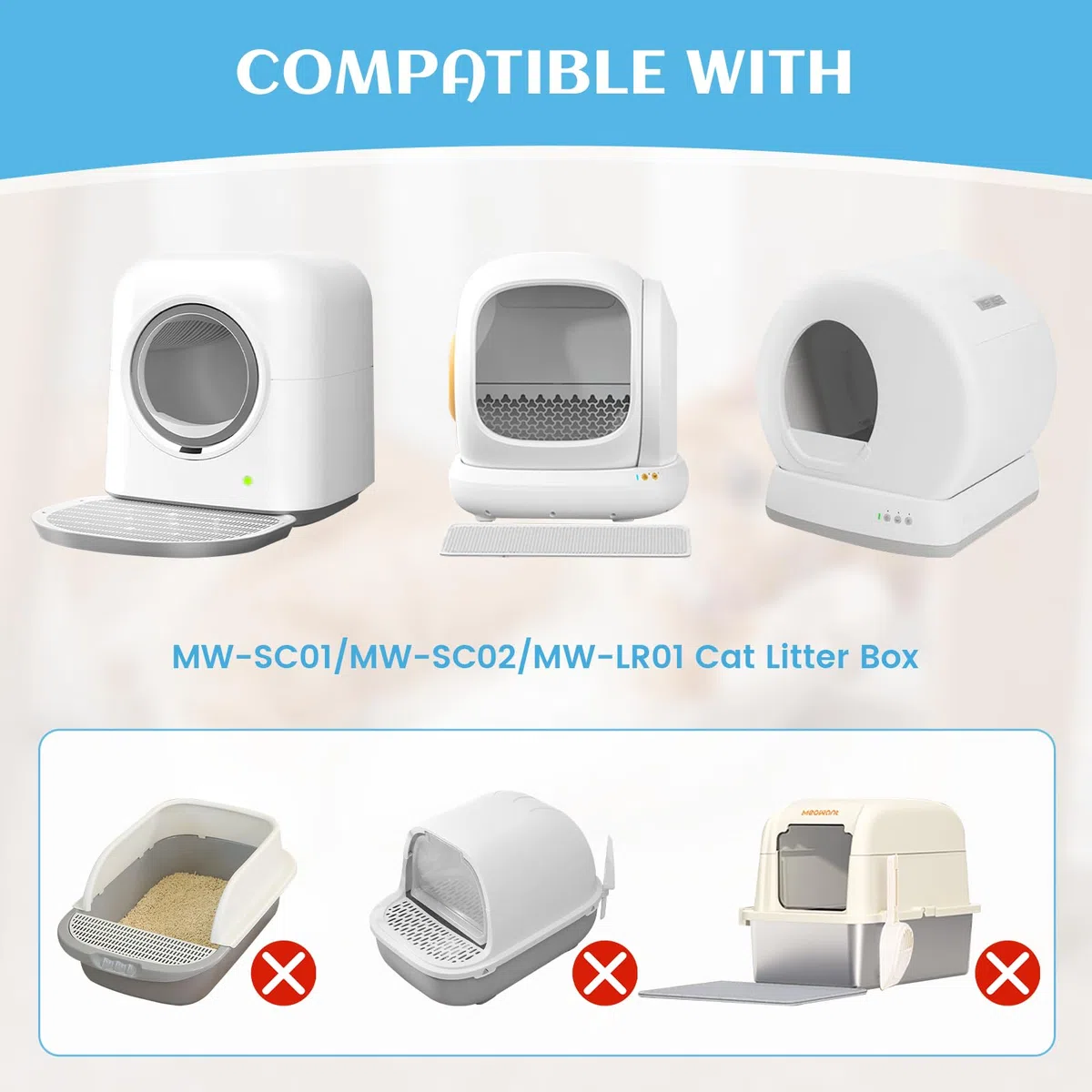 60 sacchetti autopulenti per lettiera per gatti compatibili con Meowant MW-SC01/MW-SC02/MW-LR01, resistenti e spessi, sacchetti di ricambio per lettiera per gatti autopulenti, 55,9 x 33 cm