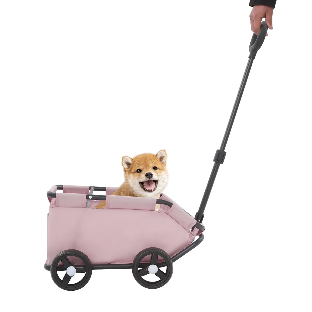 Mini carrello per cani per animali domestici, passeggino per cani pieghevole, carrello della spesa con manico estraibile per esterni, per cani e gatti fino a 10 kg (rosa)