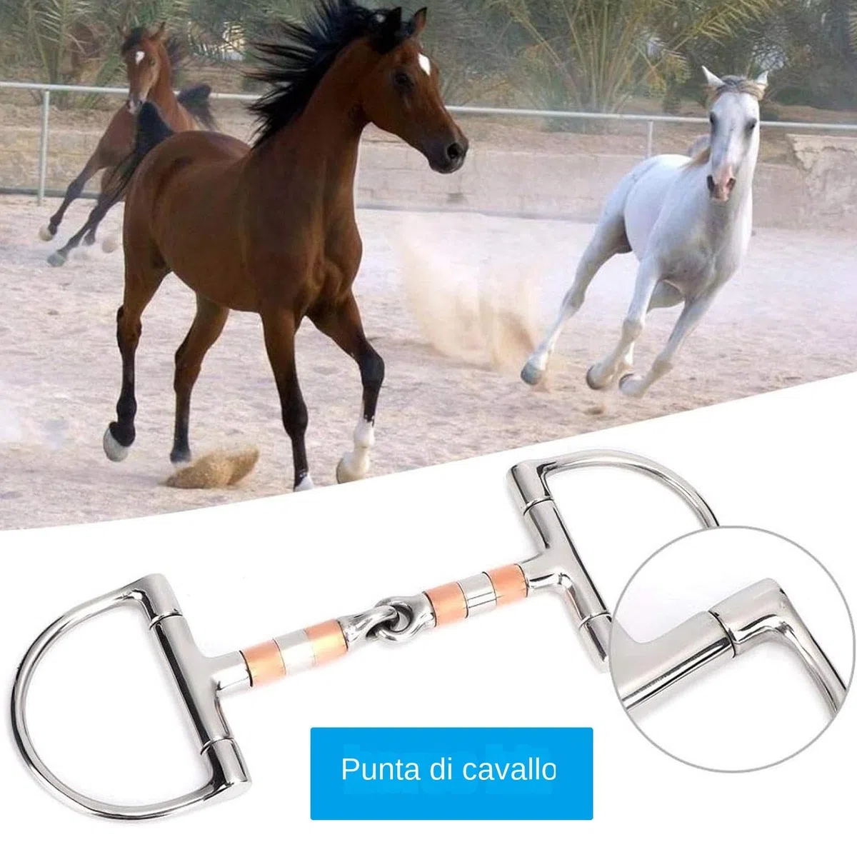 Morso per cavallo con anello a D - Morso per filetto per cavallo in acciaio inossidabile | Filetto con bocca in rame con snodo singolo, filetto professionale con anello a D per allenamento ed equitazi
