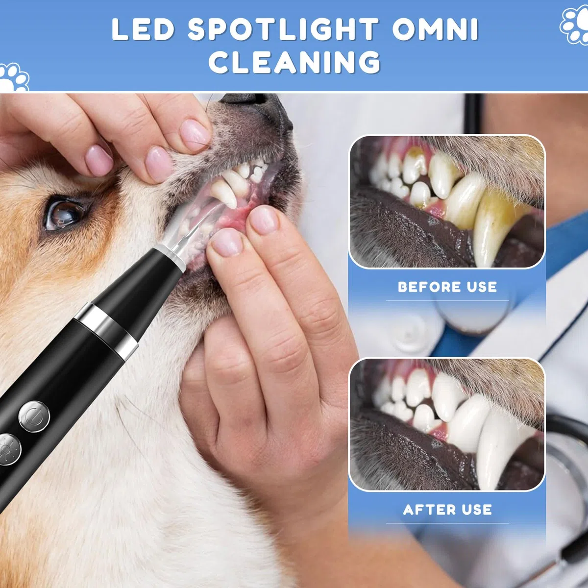 Kit di Pulizia dei Denti per Animali Domestici, Spazzolino da Denti ad Ultrasuoni con 5 Modalità, Kit di Rimuovere la Placca Tartaro per Denti per Cani e Gatti, Nero, JY-C006