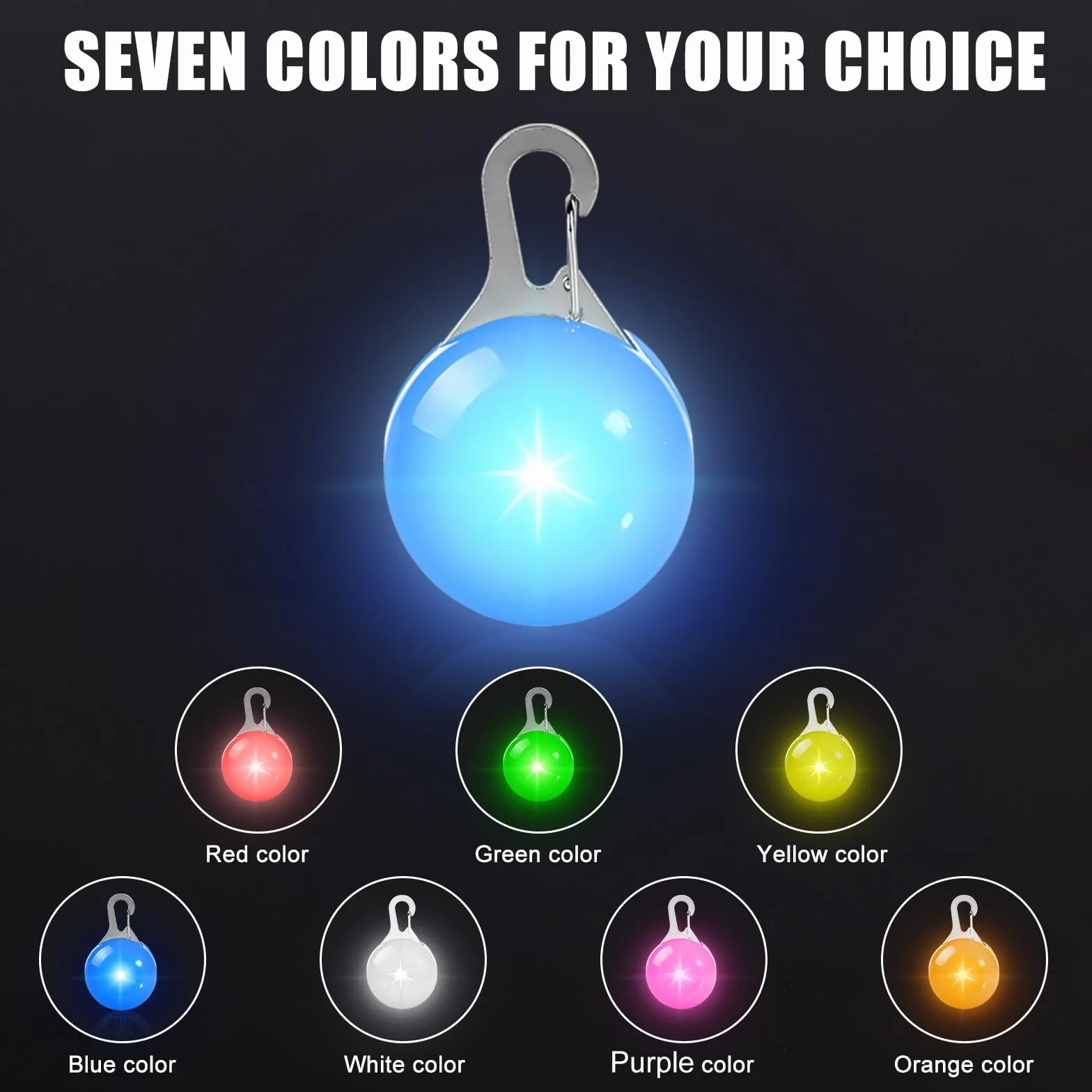 7 ciondoli luminosi per cani con luce lampeggiante a LED, per cani e gatti, collare luminoso con 3 modalità lampeggiante, portachiavi per zaini, bambini, jogger