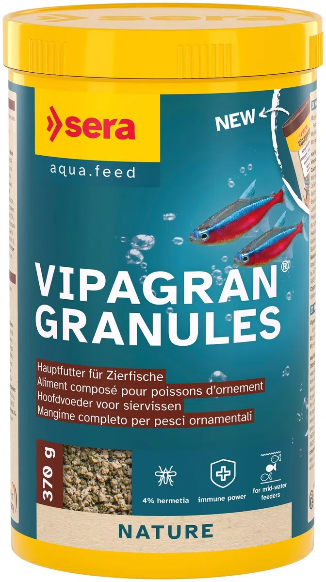 sera vipagran Granules 1 L | mangime in granuli 1.000 ml | mangime completo in granuli morbidi per tutti i pesci che mangiano a mezz'acqua | senza coloranti e conservanti