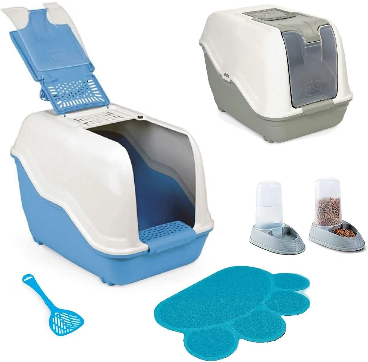 LETTIERA GATTO CHIUSA colore casuale FACILE PULIRE【Con 2 ciotola MANGIA e TAPPETINO LETTIERA 】54x39x40H cm