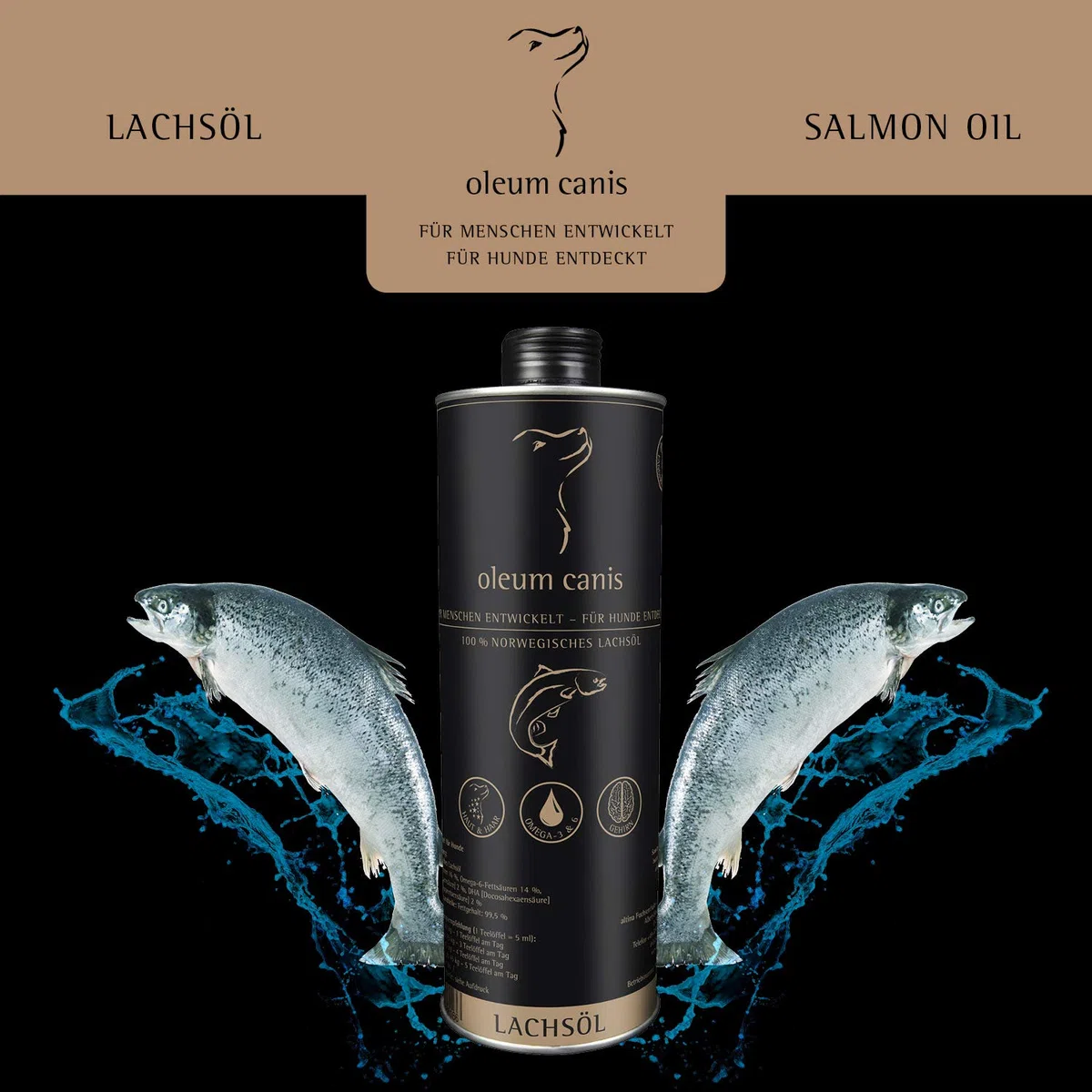 GranataPet Oleum Canis - Olio di Salmone, integratore Alimentare per Cani, Olio di Salmone Gustoso, con acidi Grassi Omega-3 e Omega-6, 1 x 1000 ml