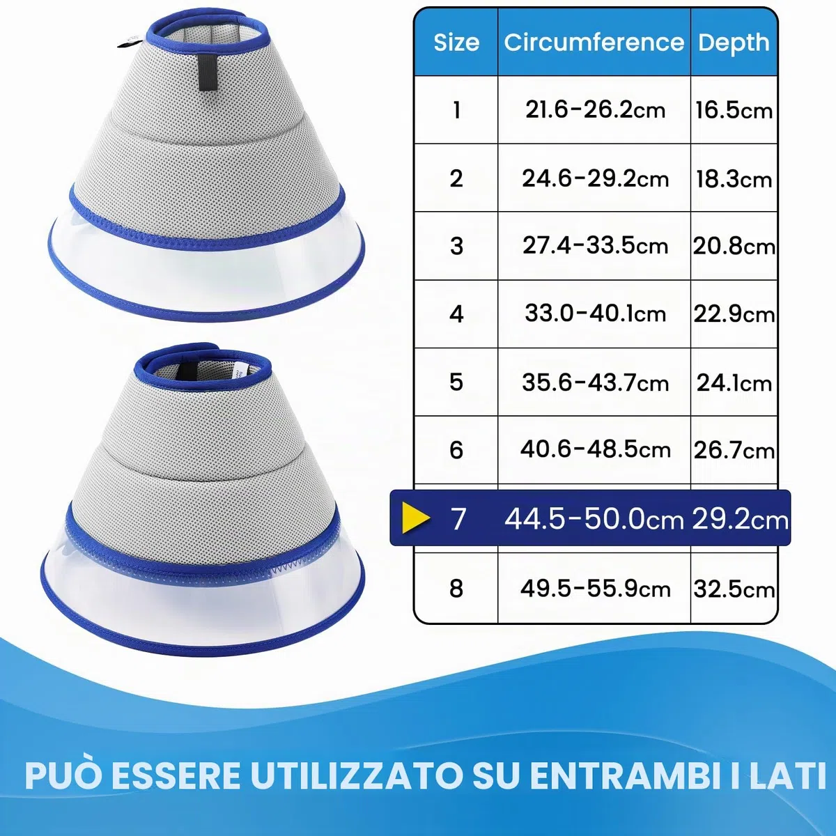 Collare Elisabettiano Cane Morbido, Collare Protettivo per Cani e Gatti, Collare a Cono Traspirante per Cani, Protettivo per Recupero Postoperatorio, Collare Anti Morso o Leccato (Gray, Size 7)