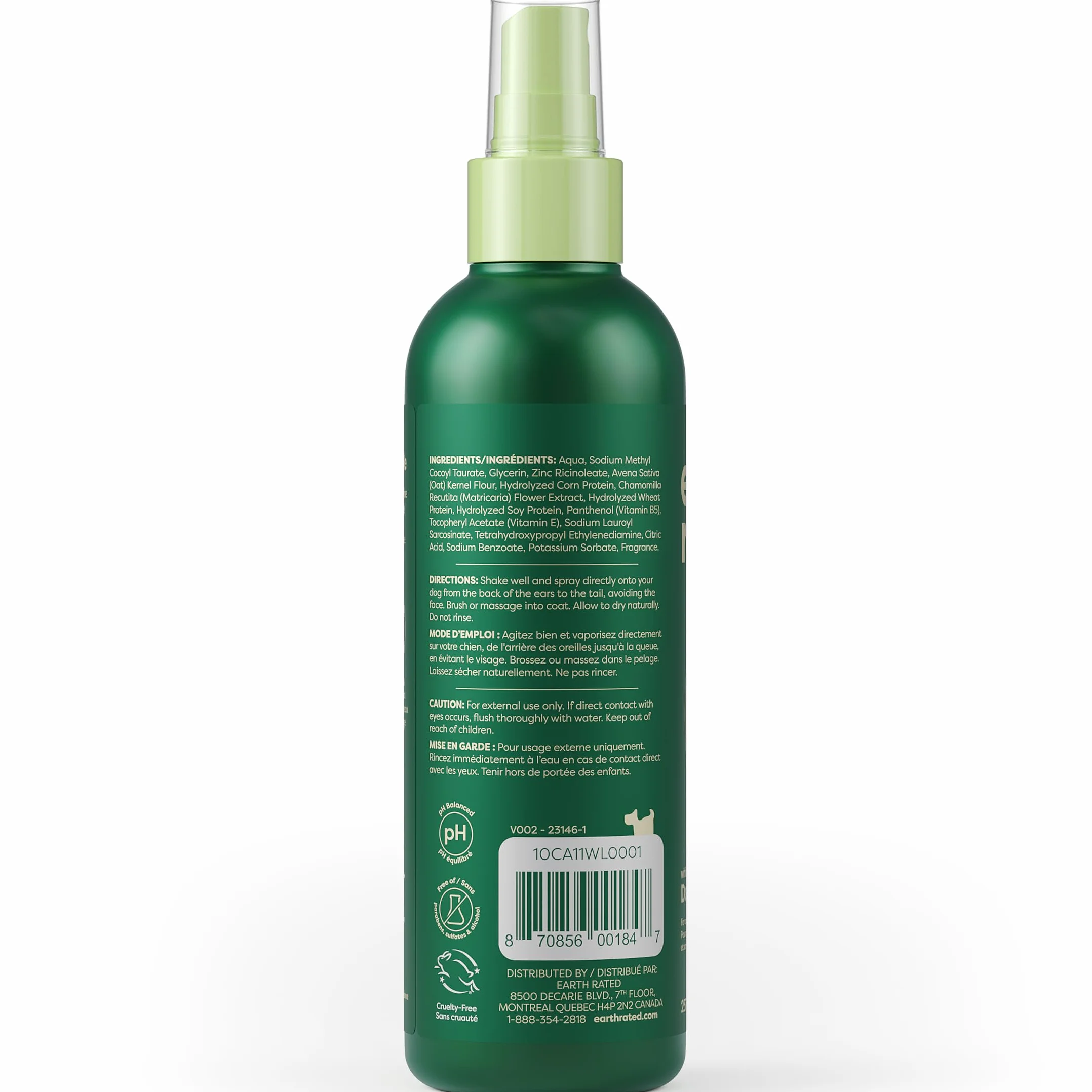 Earth Rated Deodorante spray per cani, balsamo e elimina odori per cani e cuccioli, per tutti i tipi di mantello, profumo rinfrescante di tè bianco e basilico, 8 once.