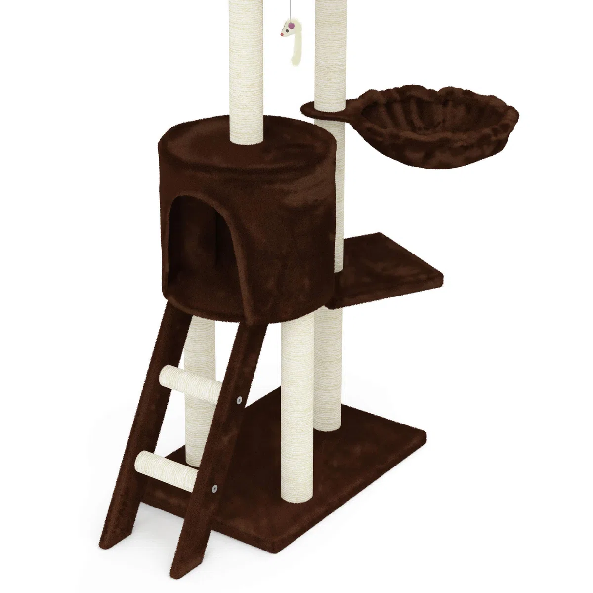 Beltom® TIRAGRAFFI per Gatti 140 CM Gioco Parco Giochi Cuccia Gatto GRAFFIATOIO SISAL Albero Tira Graffi Palestra - Marrone