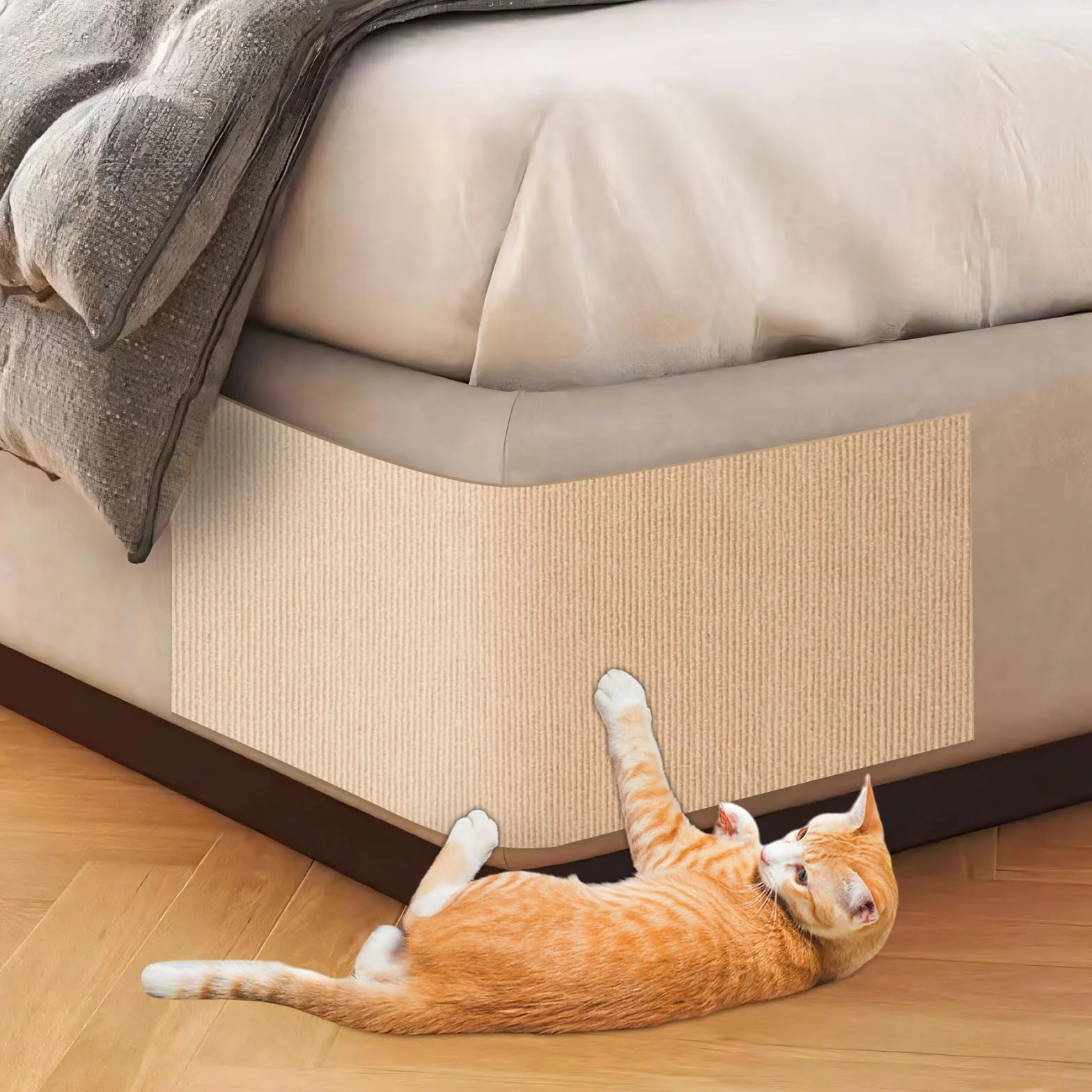 ENONCI - Tappetino tiragraffi autoadesivo per gatti e altri animali domestici, protezione antigraffio per divano e mobili, riutilizzabile (beige, 40 x 120 cm)