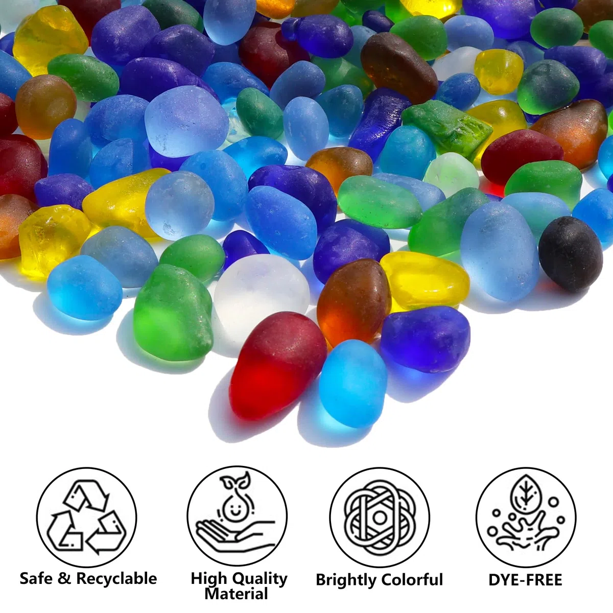 QYGL Pietre di Vetro Marino, Pietre Colorate in Vetro Smerigliato, perfette per Rocce dell'acquario, Ghiaia dell'acquario, riempitivi per vasi, Artigianato Fai da Te e Decorazioni per la casa (0,4 kg