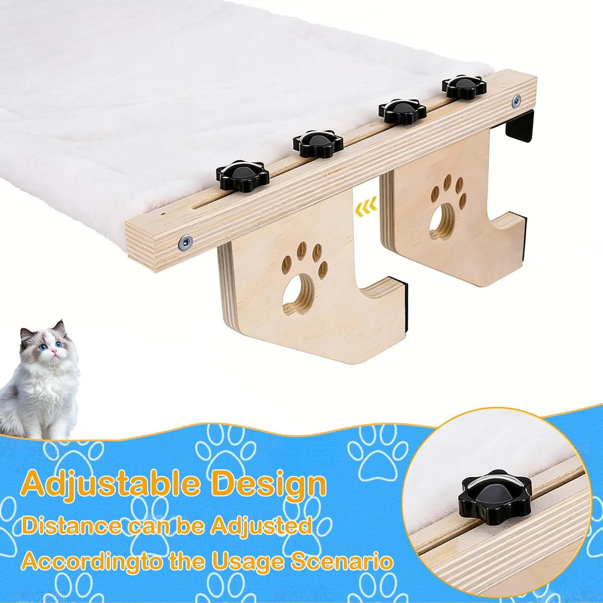 Amaca per gatti termosifone, cuccia gatto termosifone in legno, amacada finestra, sdraio per gatti da davanzale per riscaldare il bordo della cuccia, accessorio per amaca da interno