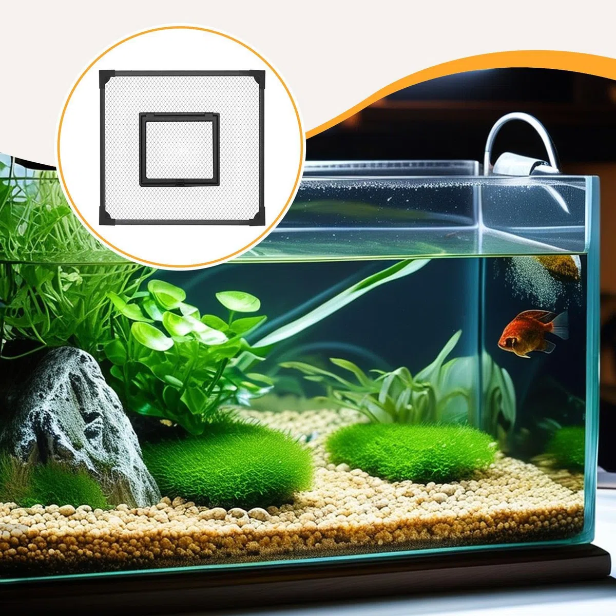 Copertura in Rete per Acquario, Protezione Superiore con Apertura Integrata, 45x45 Cm