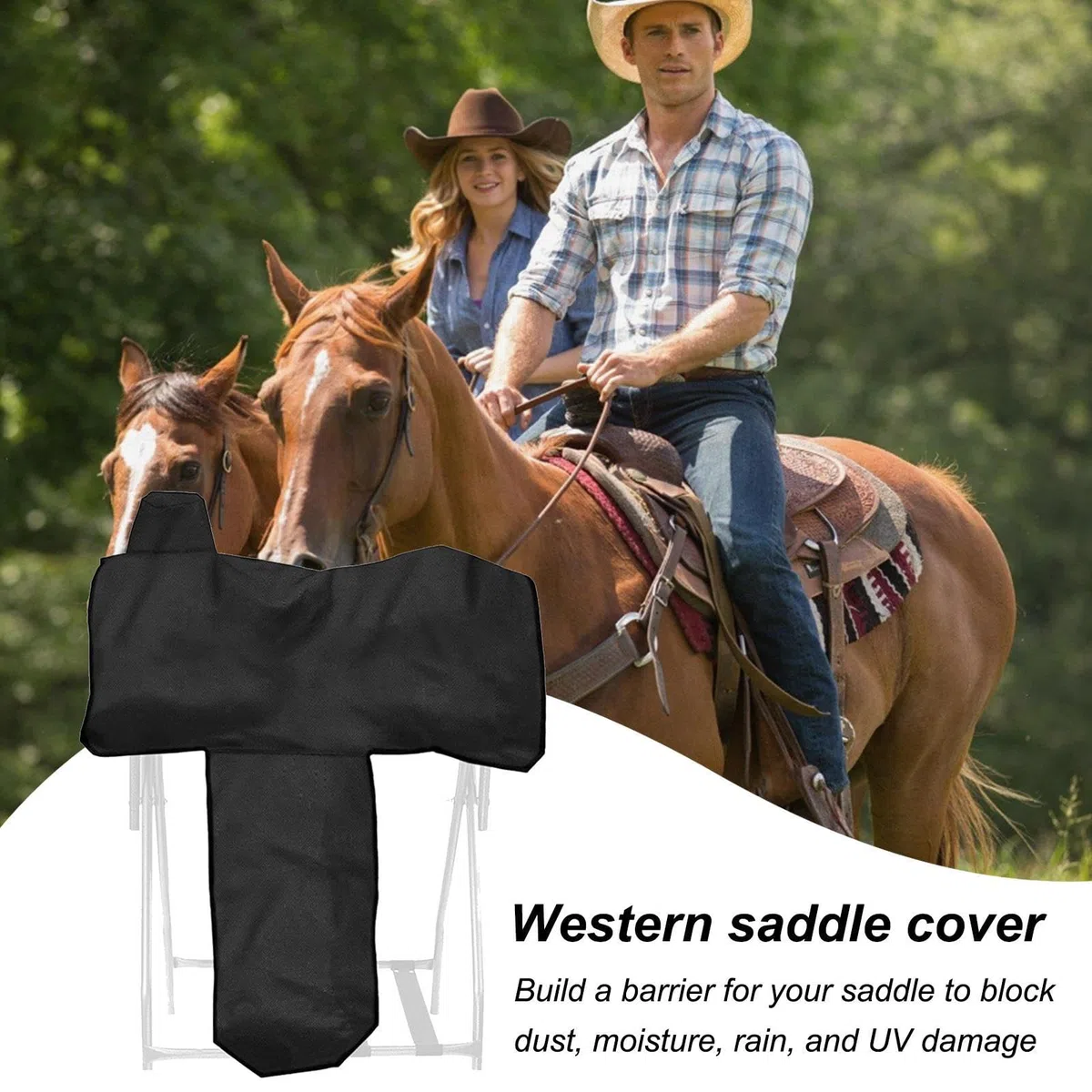 Coprisella Western Impermeabile Custodia Antipolvere Antigraffio per Selle Standard con 6 Cinghie Elastiche