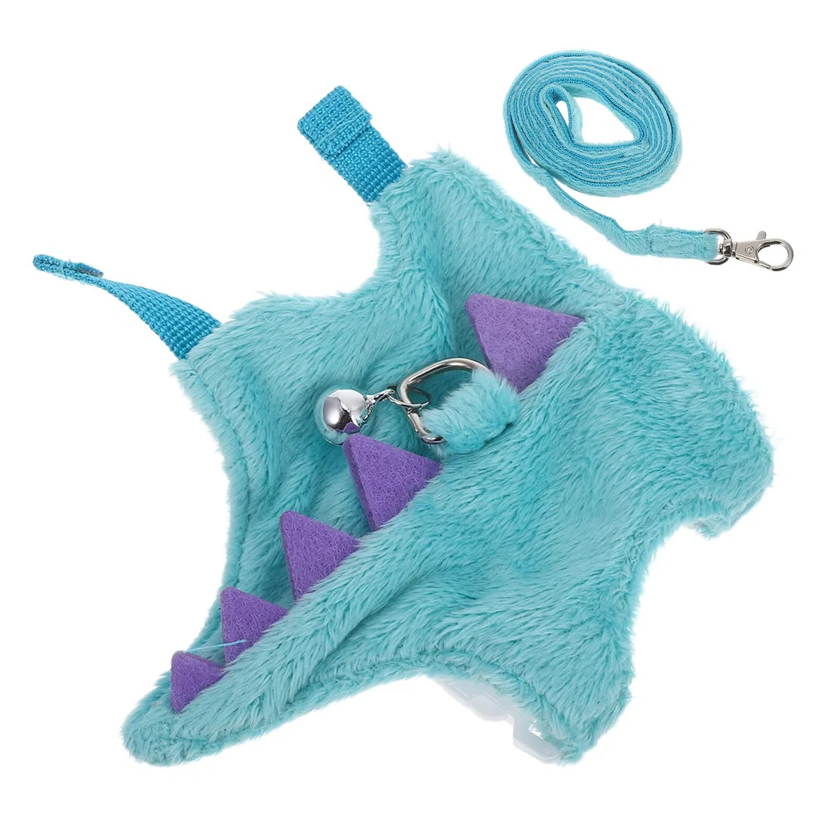 jojofuny Imbracatura e Guinzaglio per Piccoli Animali Set Pettorina a Gilet Dinosauro Blu Guinzaglio Corto Regolabile per Conigli Furetti Criceti e Lucertole Adatto per Passeggiate