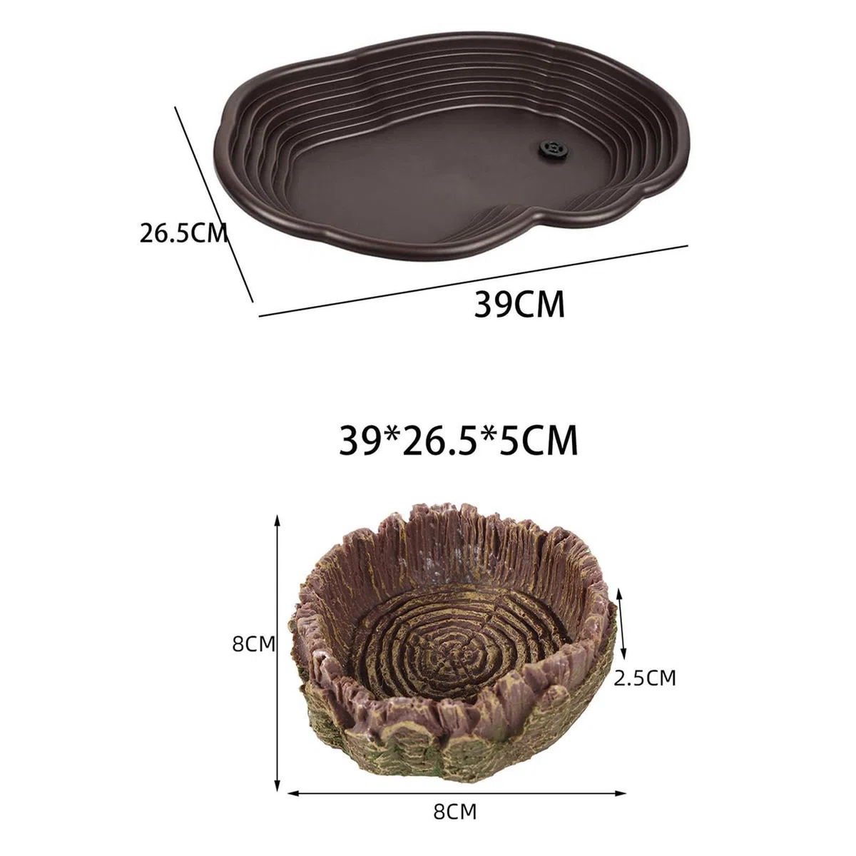Milageto Piscina per rettili Piscina per acqua per rettili, Decorazione per habitat, Piatto per acqua per tartarughe Piatto per acqua per rettili per, con drenaggio