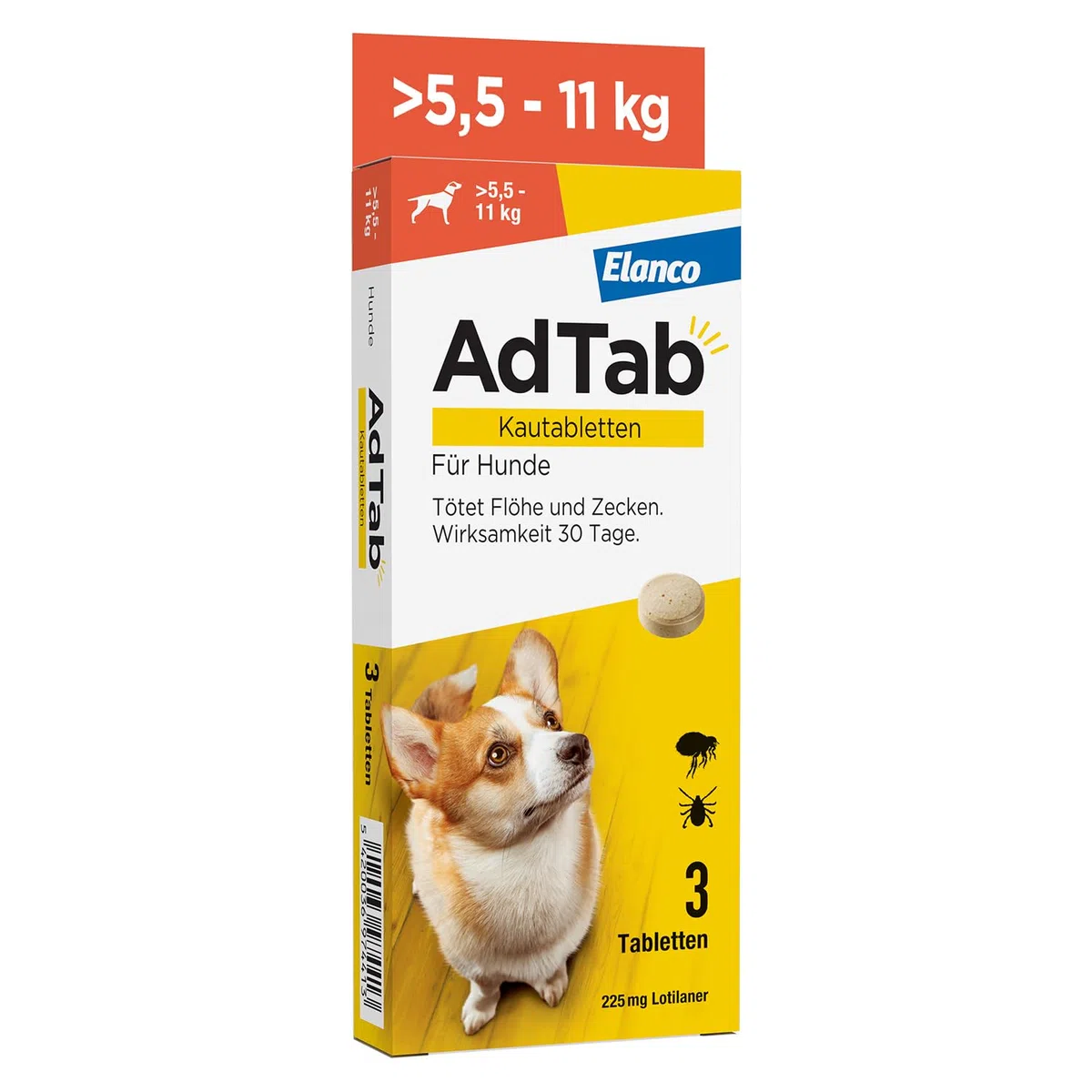 AdTab Compresse masticabili per cani di taglia media da 5,5 a 11 kg contro pulci e zecche