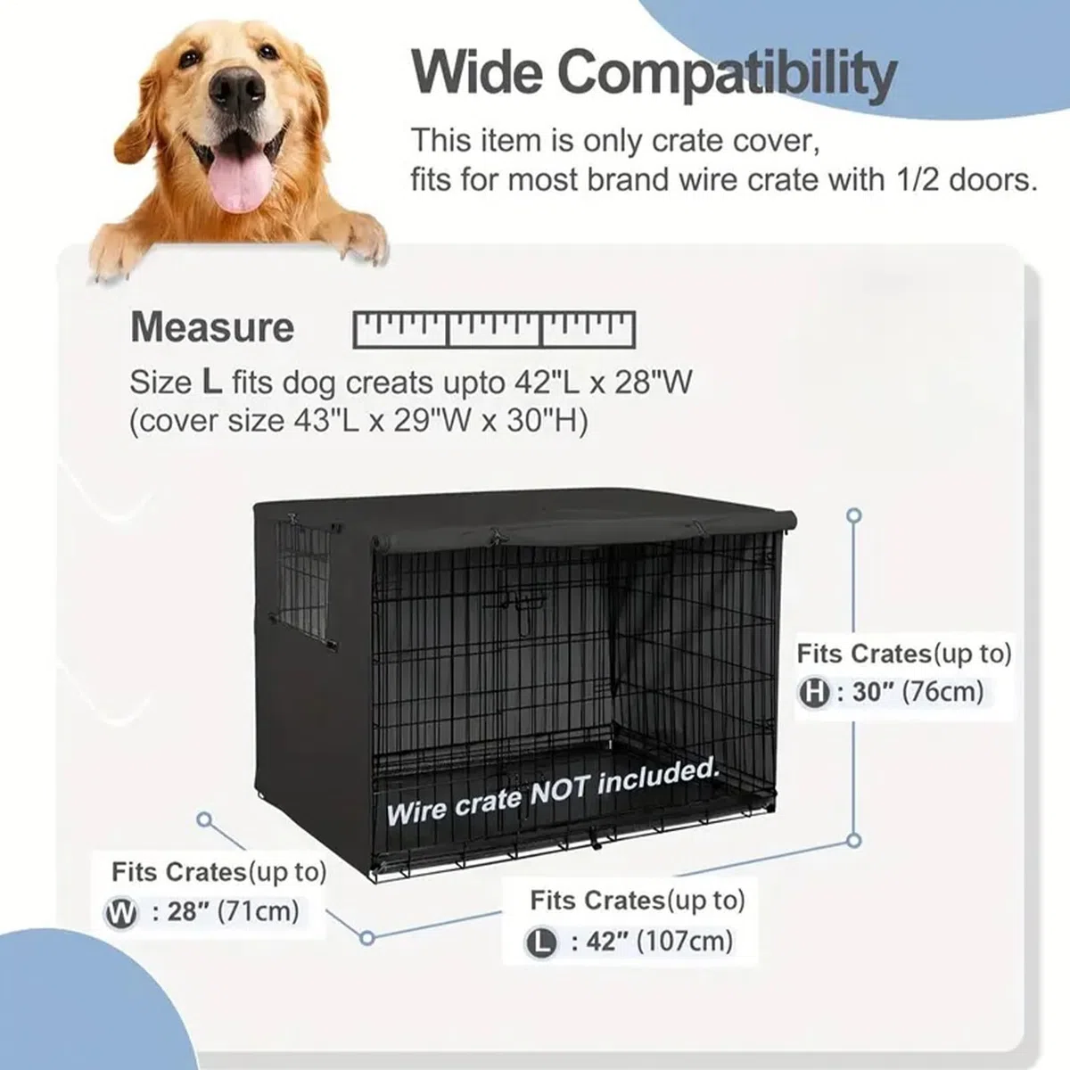 Oxford - Copertura per cuccia per cani – Protezione impermeabile per gabbia per animali domestici, antivento | accessorio per recinzione per animali da interno ed esterno, resistente alle intemperie
