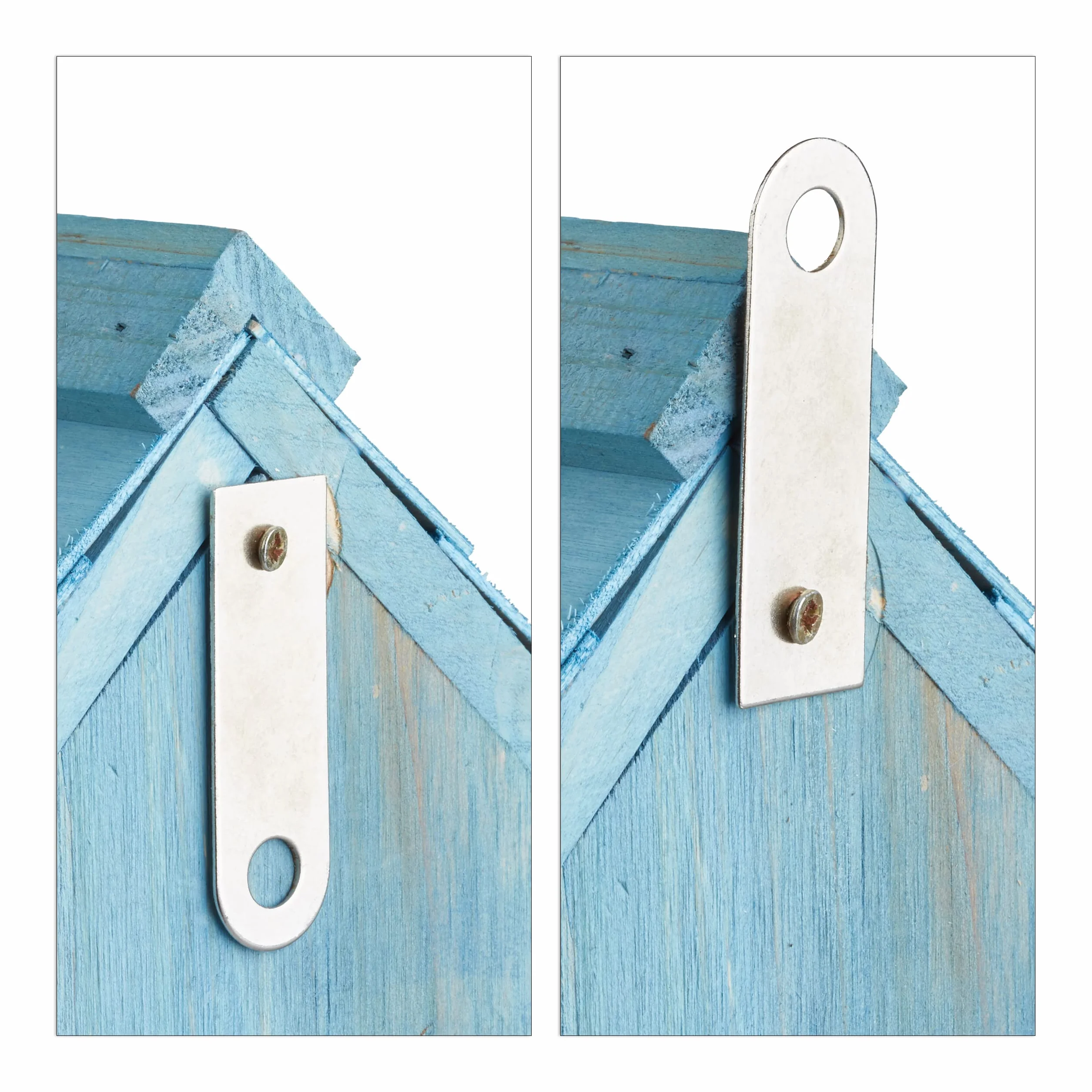 Relaxdays Nido artificiale casetta per uccellini legno, appendere, porta piccola apertura HLP: 24,3 x 17 x 12 cm, celeste