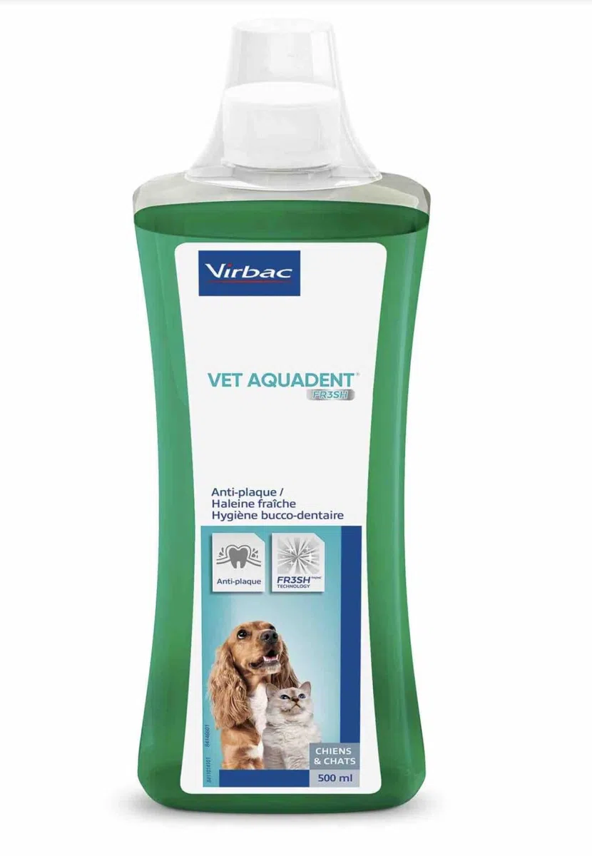 Vet aquadent FR3SH, cura dentale per cani e gatti (rimozione del tartaro sano, soluzione rinfrescante e gustosa anti-placca, cura ideale per l'igiene orale quotidiana, 500 ml)