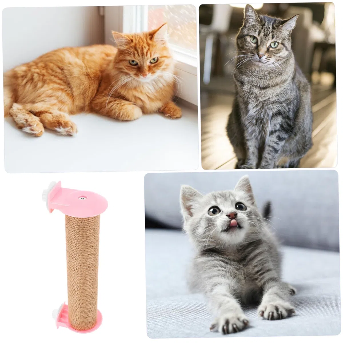 Sosoport Ricambio Tiragraffi Multifunzionale in Corda di Juta Rosa per Gatti Compatibile Gabbia per Uso Indoor e Gatti Piccoli