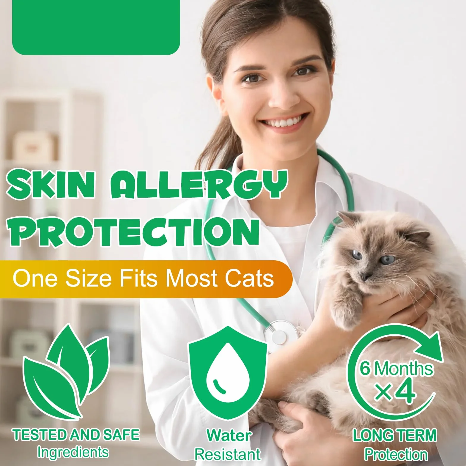 Collare Antiparassitario per Gatti, Collare Antipulci Gatto - 24 Mesi di Protezione Effettiva (4 Pezzi) (Grigio, 4 Pezzi)