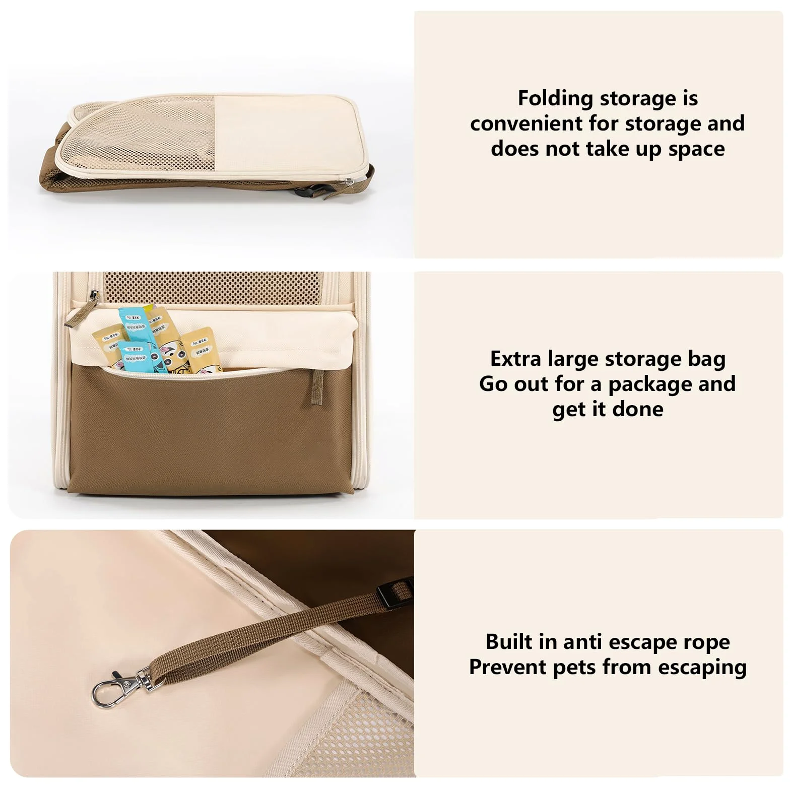 Zaino per animali domestici con finestra a rete, impermeabile 600D Oxford, zaino per cani e gatti, borsa per gatti portatile e pieghevole, borsa per cani traspirante e leggera da viaggio