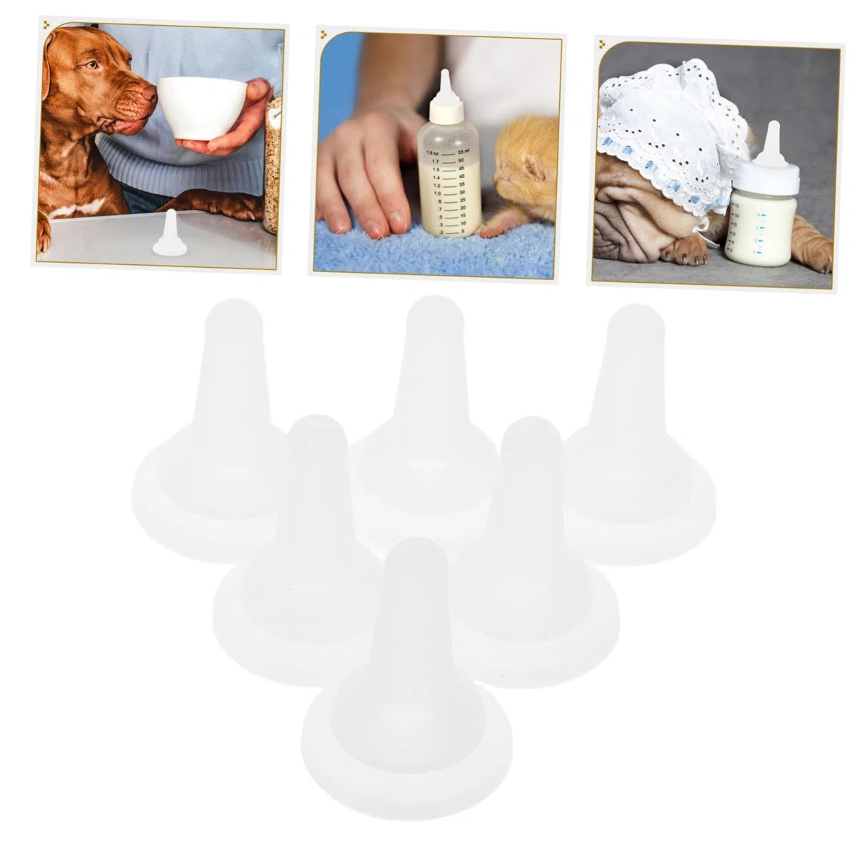ibasenice Set da 50 Tettarelle per Biberon in Silicone per Animali Domestici, Taglia Piccola, Sicure e Facili da Pulire, per Alimentazione Quotidiana di Cuccioli e Gattini