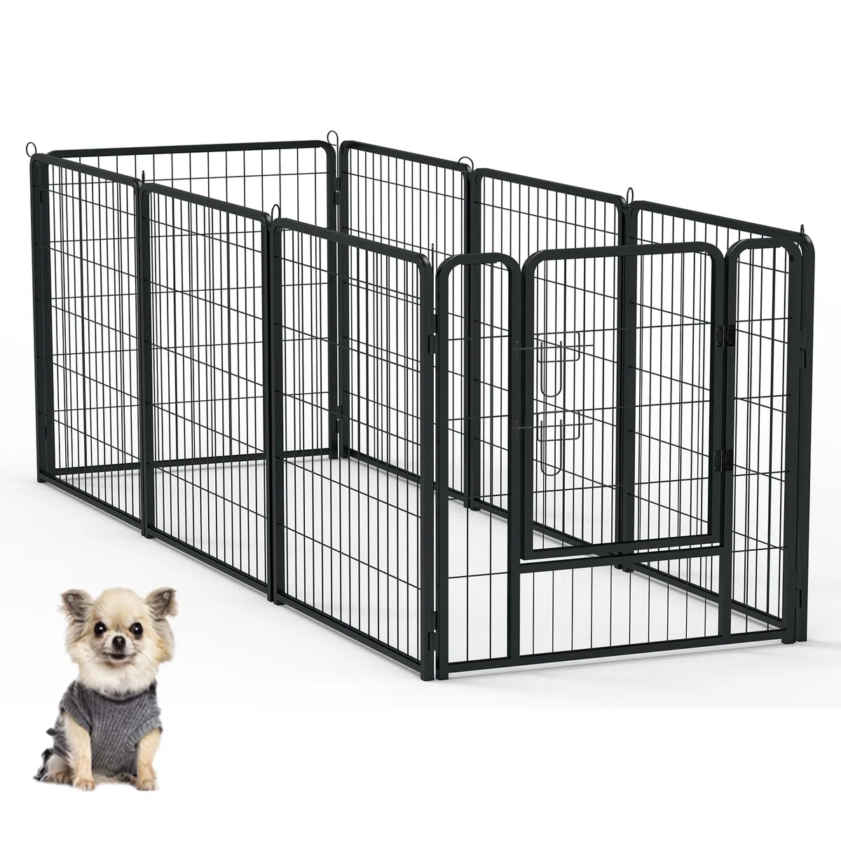 UISEBRT Recinzione per cuccioli con porta, box per cani, flessibile, pieghevole, per cane, gatto, cucciolo, coniglio (80 x 80 cm, 8 pezzi)