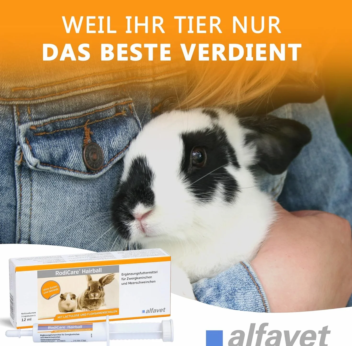 Alfavet RodiCare Hairball (3 x 12 ml) – Supporto nutrizionale per l’eliminazione naturale dei boli di pelo in conigli nani e porcellini d’India – con siringa dosatrice