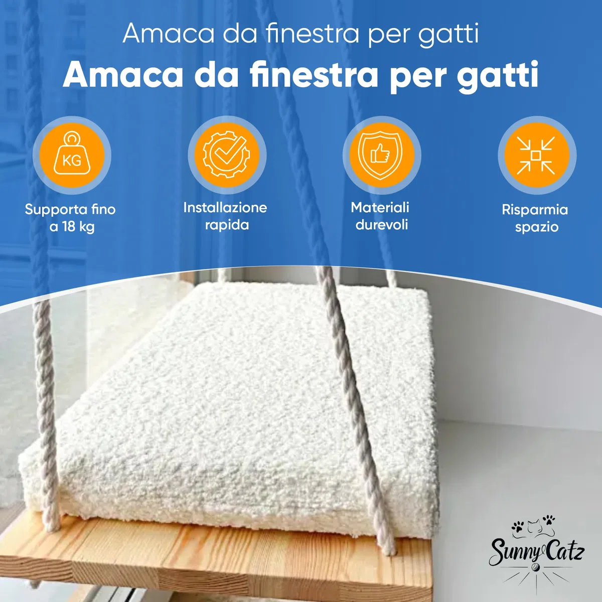 Amaca per Gatti da Finestra | Amaca per Gatti | Cucce per Gatto da Interno | Amaca da Finestra per Gatto | Amaca Finestra con Ventose Resistenti 18 kg Lavabile | Cat Bed | Cat window hammock mirador