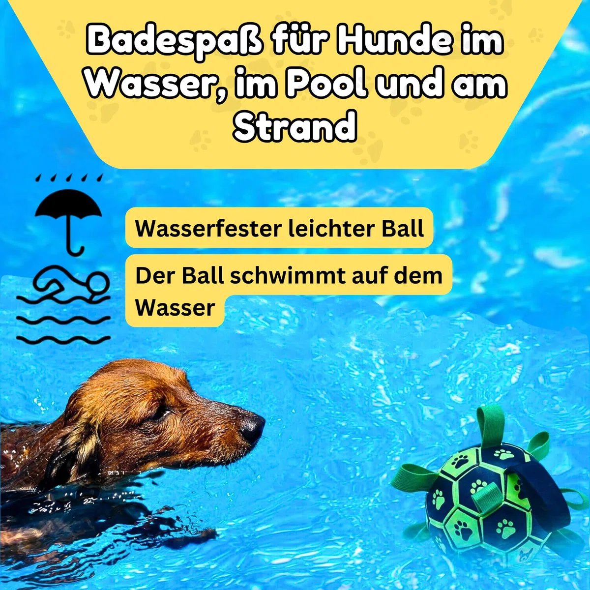 Hundefreund Pallone da Calcio per Cani di Taglia Grande Blu Luminoso con Manici, Giocattolo Pallone da Calcio per Cani per Cani di Taglia Grande con Pompa, Palla Interattiva per Cani (18 cm) per