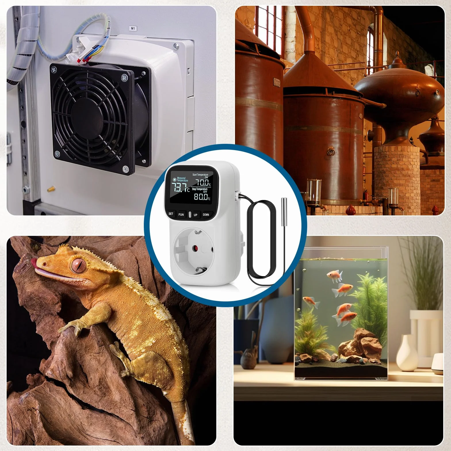 Diymore Presa Termostato Digitale,Regolatore di Temperatura Presa 230V con Sensore,Interruttore di Temperatura per Acquario Frigorifero Riscaldamento Raffreddamento